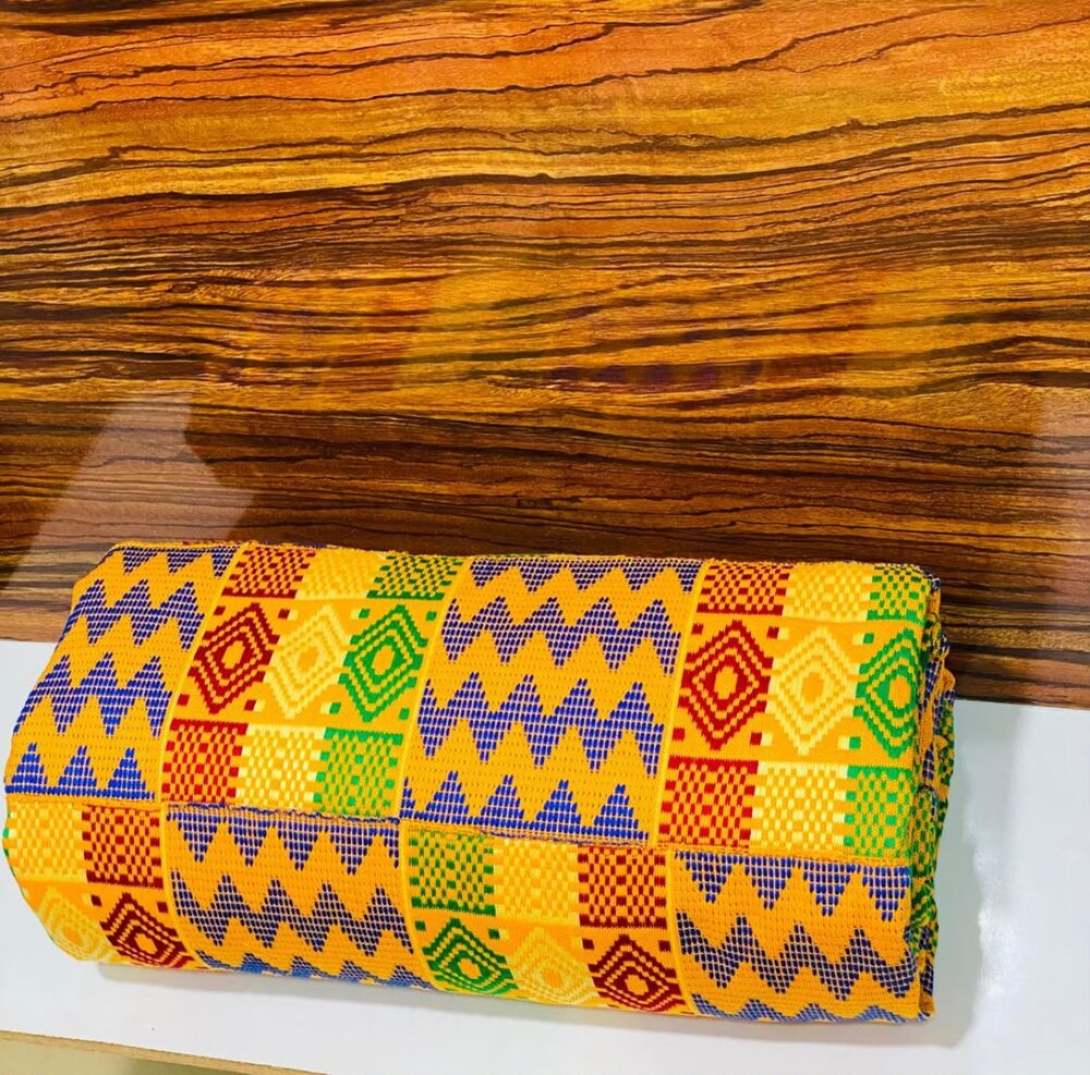 Gold kente cloth with diamond pattern